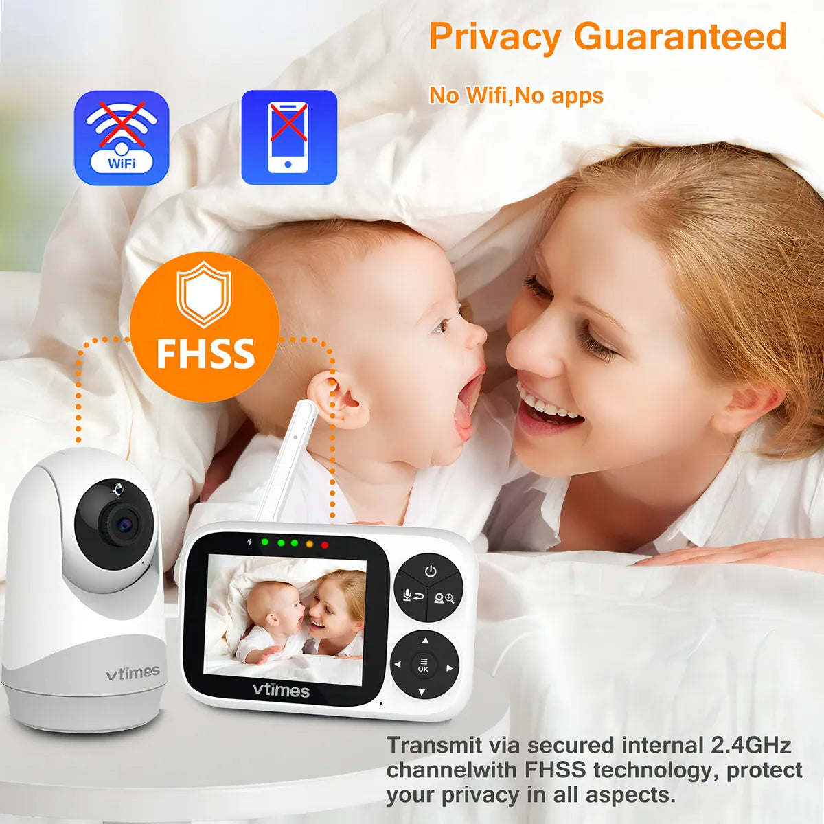 Monitor Bebes Camara Audio Pantalla LCD Color Vision Nocturna 300 Mts