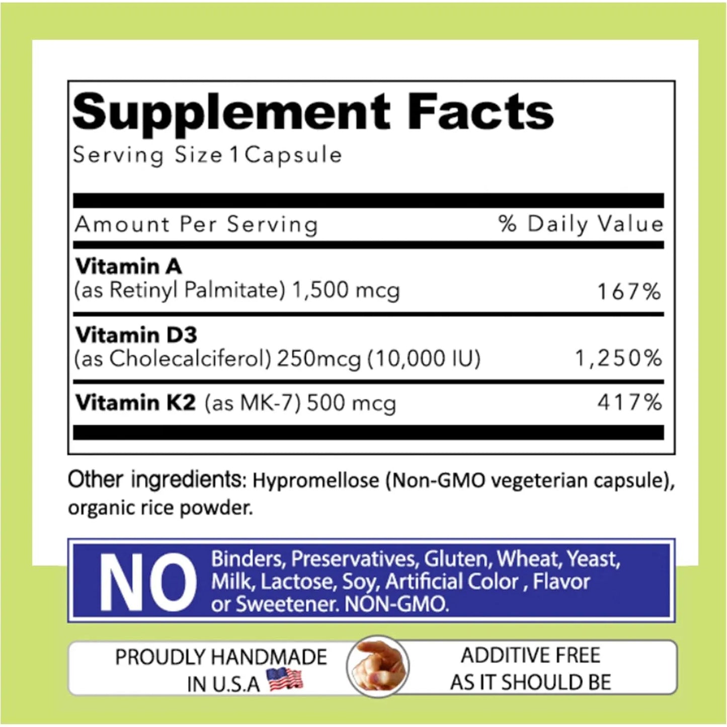 Vitaminas Doble Fuerza ADK 10 10000 Ui A1 D3 K2 Mk7 Apoyo Óseo E Inmunológico 180 Cápsulas