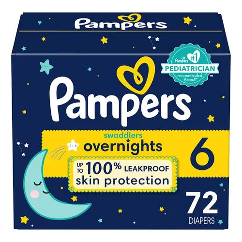 Pañales Pampers Overnight Etapa 5 88 Unidades Noches Secas Absorción Maxima