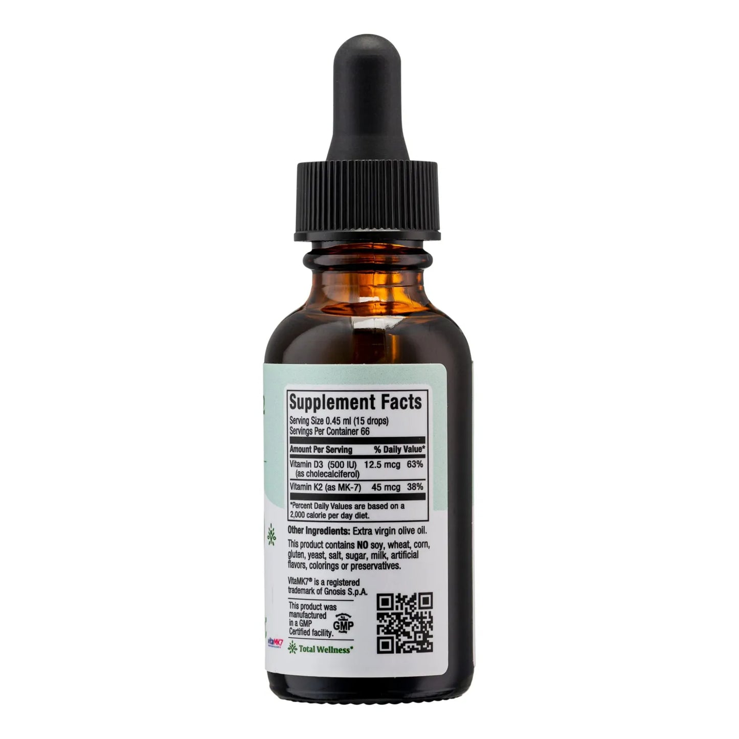 Vitamina D3 Liquida Con K2 Mk7 Gotas 30ml Huesos Fuertes Corazon Sano