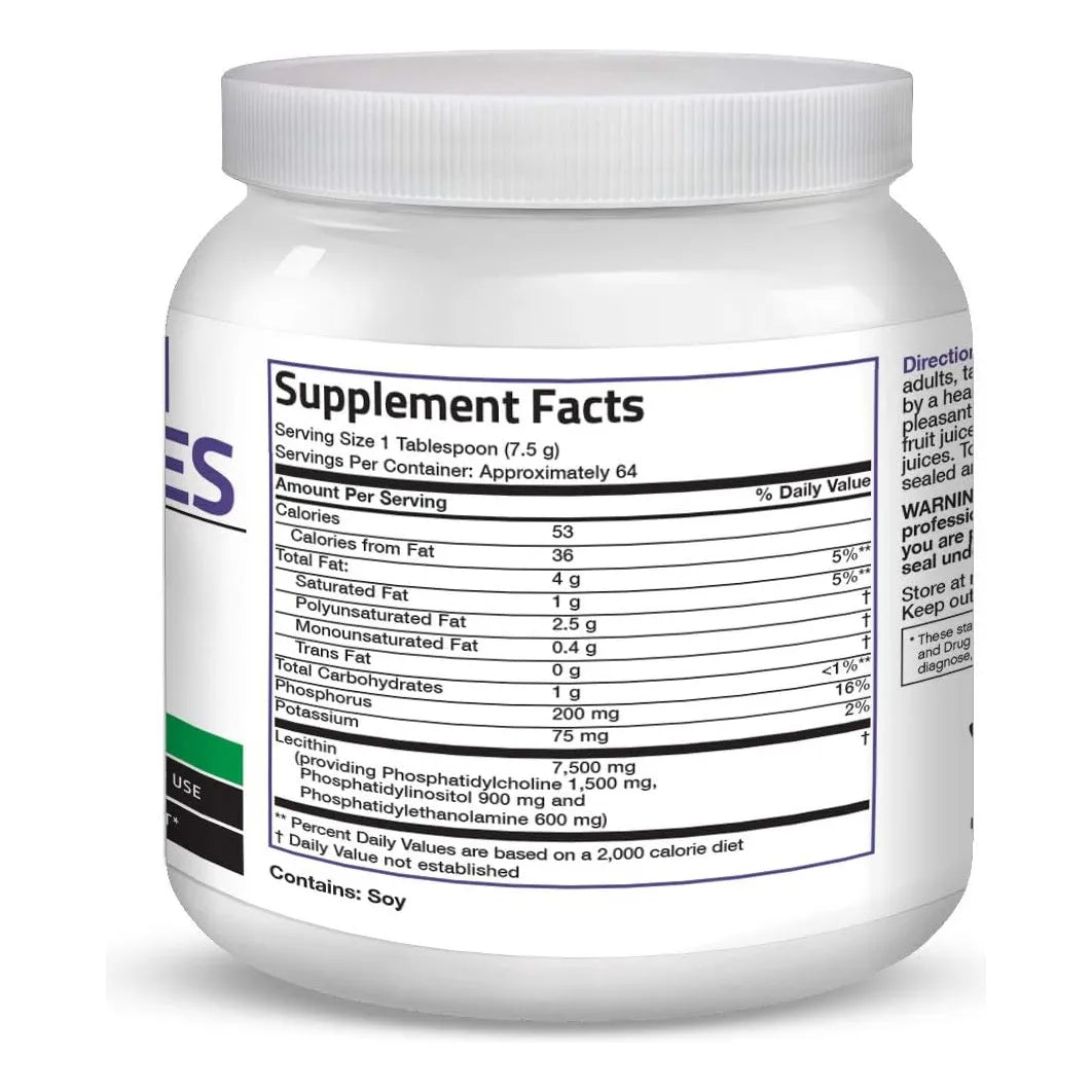 Lecitina En Polvo 7500 Mg Bronson Potencia Superior 1 Libra Beneficios Cerebro Y Corazon