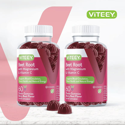 Gomitas De Raiz De Remolacha Con Magnesio Y Vitamina C Viteey Suplemento Cardiaco Vegano