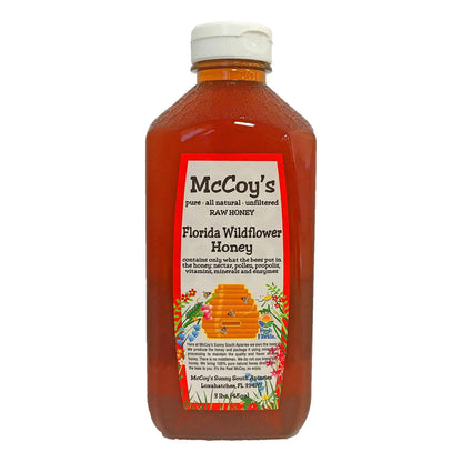 Miel Cruda Pura Natural Sin Filtrar McCoys Honey Florida 3 Libras