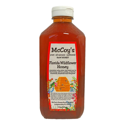 Miel Cruda Pura Natural Sin Filtrar McCoys Honey Florida 3 Libras