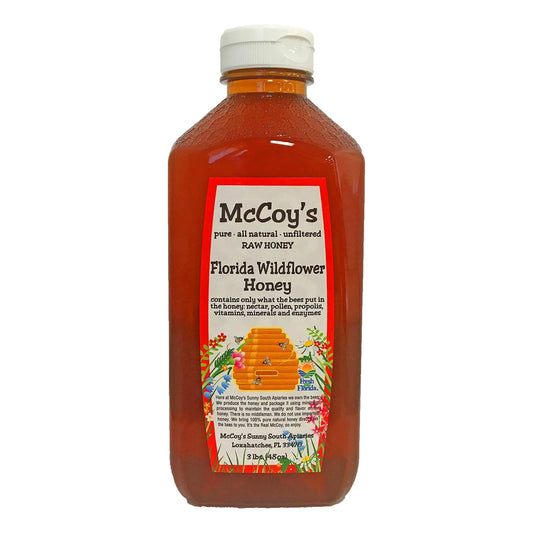 Miel Cruda Pura Natural Sin Filtrar McCoys Honey Florida 3 Libras