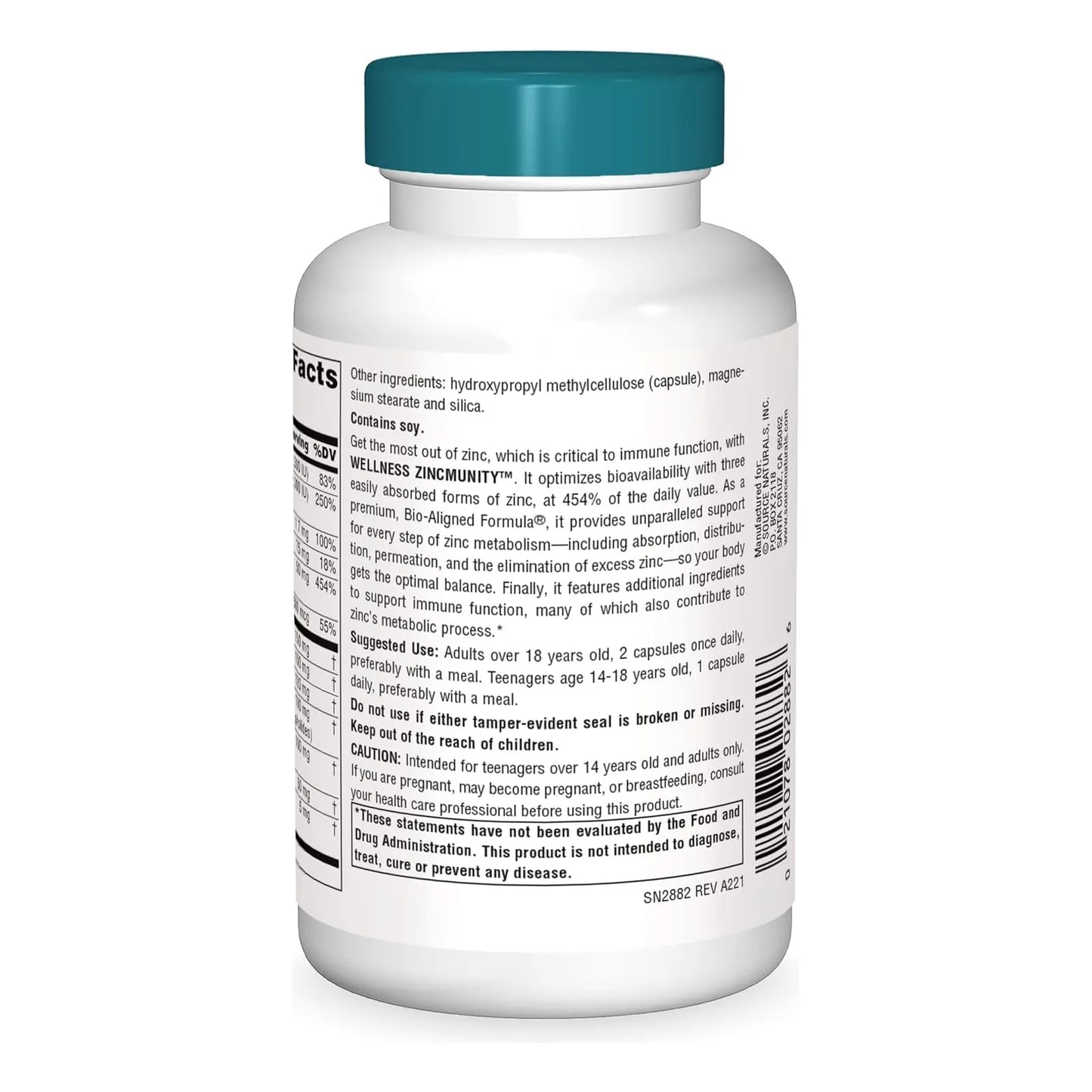 Zinc 50 Mg Apoyo Inmunologico Absorcion Metabolismo 120 Caps Source Naturals