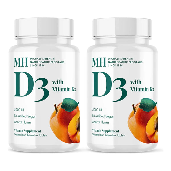 Vitamina D3 Con K2 Sabor Albaricoque 90 Comprimidos Masticables Apoyo Esquelético E Inmunológico