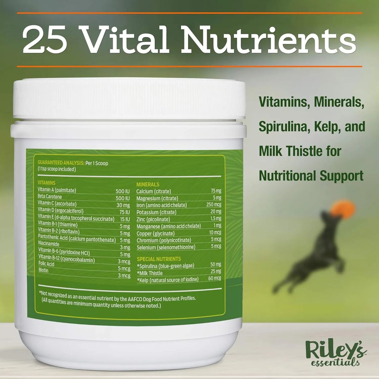 Rileys Multi Essentials Multivitaminico Para Perros Con Espirulina Y Cardo Mariano 8 Oz