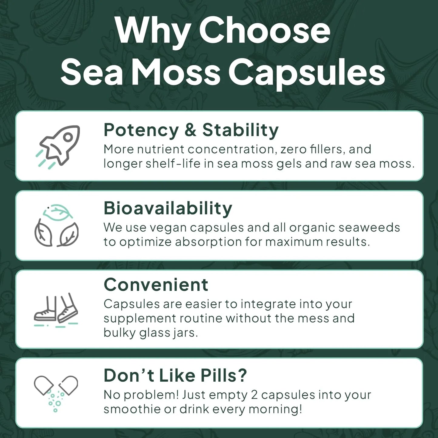 Cápsulas De Musgo Marino Irlandés Orgánico Con Clorella Y Vitamina D3 Para Energía Y Salud