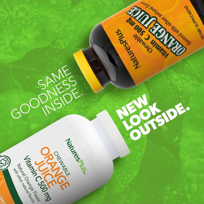 Jugo De Naranja Masticable 500 Mg Vitamina C 180 Tabletas NaturesPlus