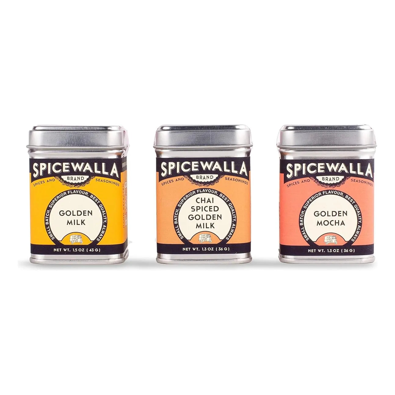 Leche De Cúrcuma En Polvo Clásica Chai Y Moca Dorada Spicewalla Paquete 3 Sabores