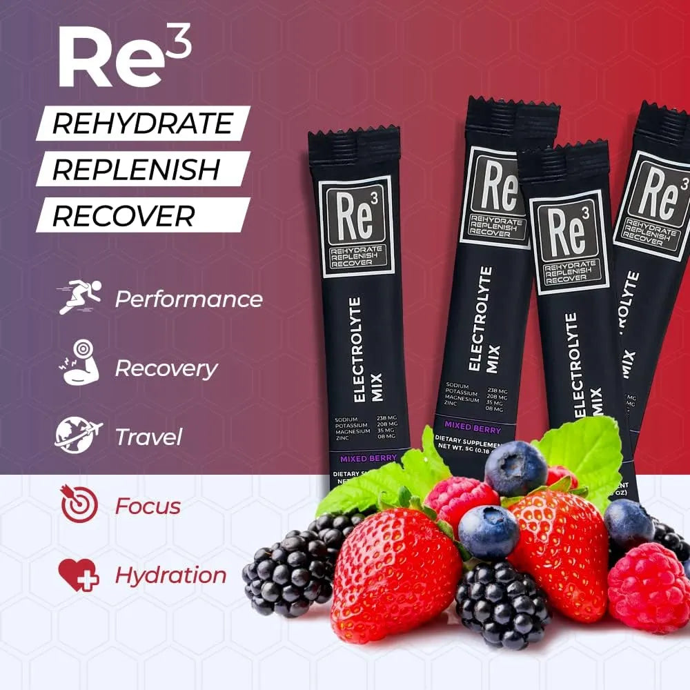 Electrolitos En Polvo Para Hidratación Mezcla De Vitaminas M Re3 Rehydrate Replenish Recover
