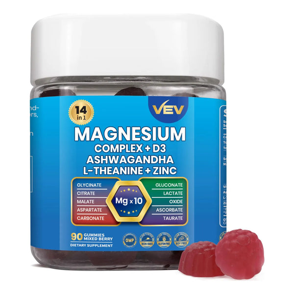 Gomitas De Glicinato De Magnesio Con Ashwagandha 10 Tipos Vitamina D3 Zinc