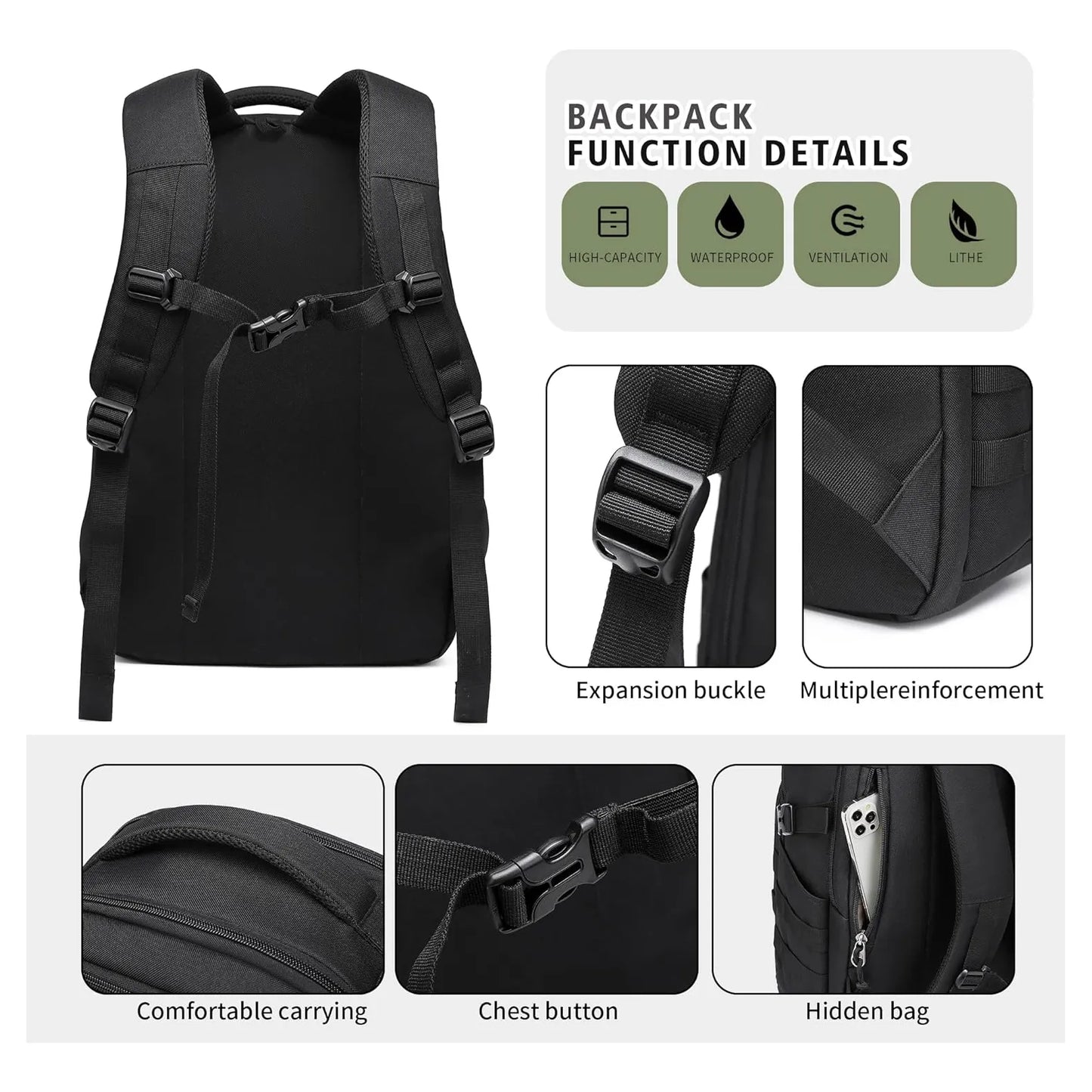 Wotony Mochila Tactica Militar Hombre Resistente 25L Sistema Molle