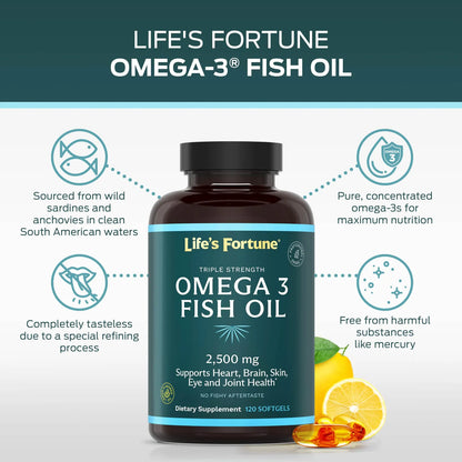 Aceite De Pescado Omega 3 2500 Mg 120 Cápsulas Blandas Alta Potencia EPA DHA