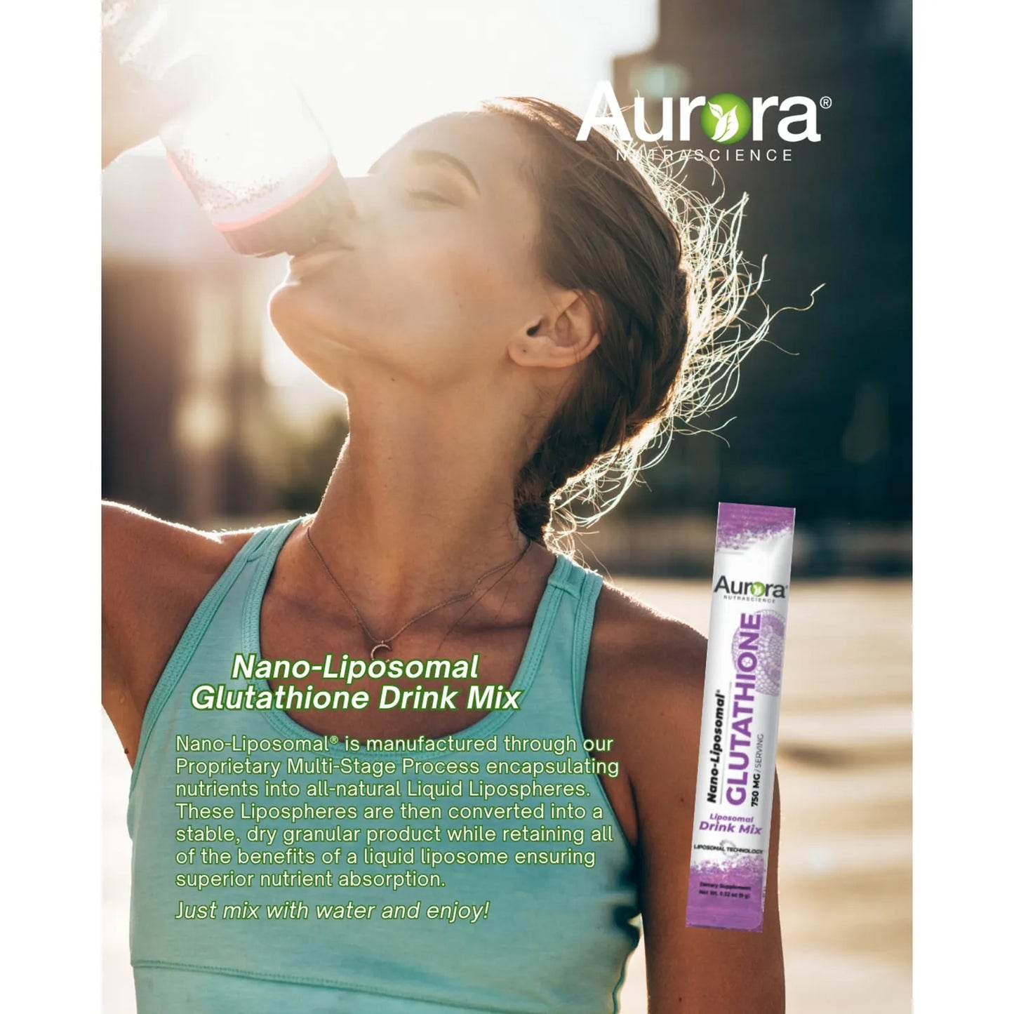 Mezcla De Bebida De Glutatión En Polvo Nano Liposomal 750 Mg Aurora Nutrascience Apoyo Inmunológico