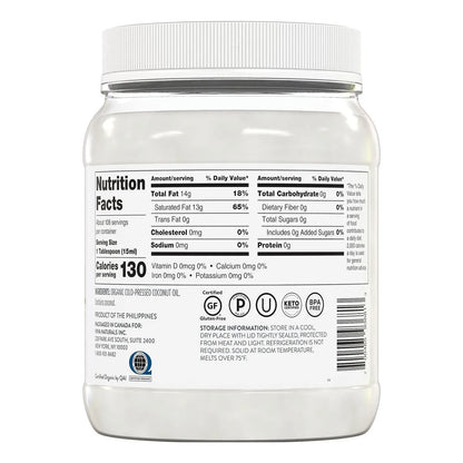 Aceite De Coco Extra Virgen Organico Prensado En Frio 1.6 Lb Sabor Fresco Y Multiusos