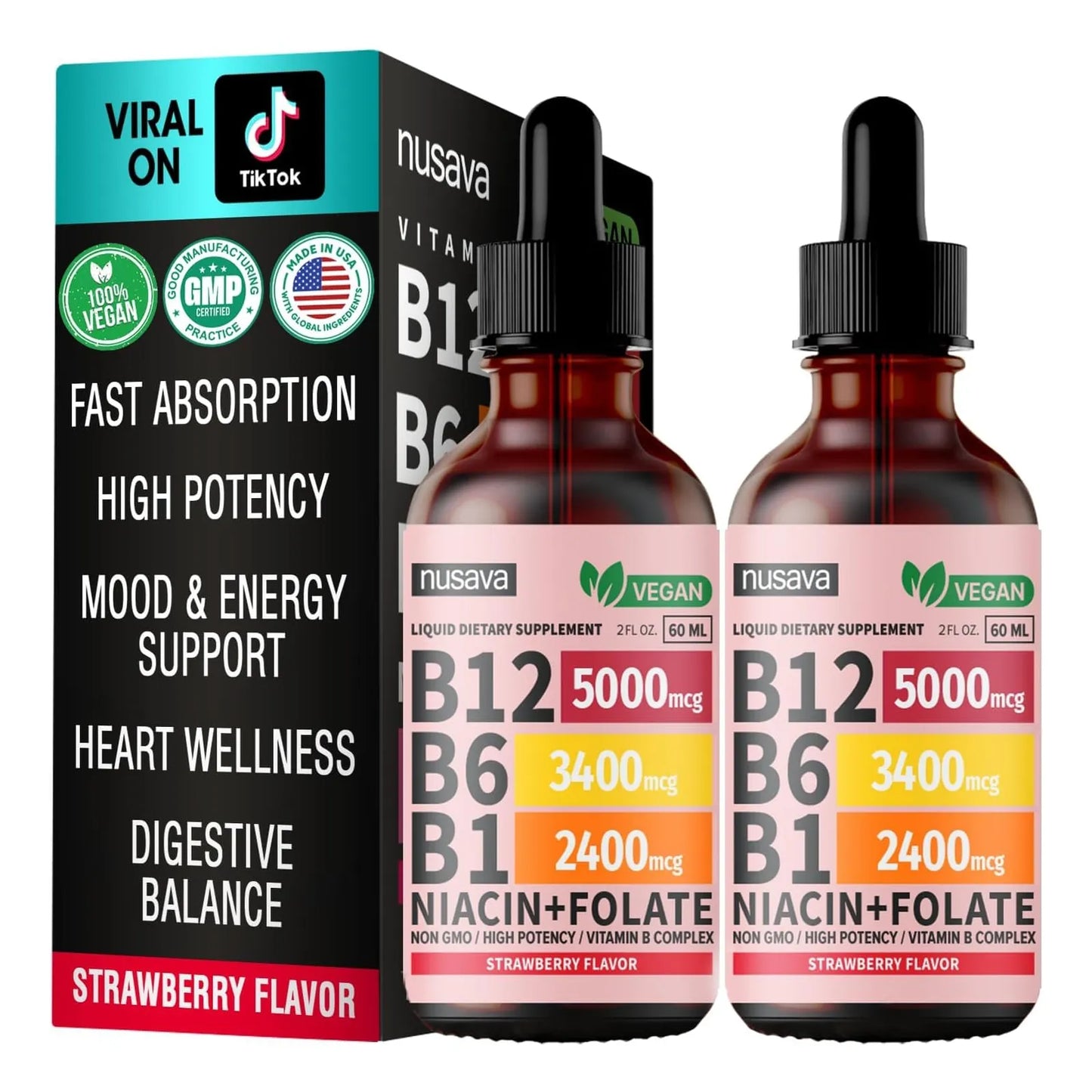 Gotas Sublinguales De Vitamina B12 Y B6 5000 Mcg Energia Y Enfoque