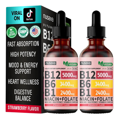 Gotas Sublinguales De Vitamina B12 Y B6 5000 Mcg Energia Y Enfoque