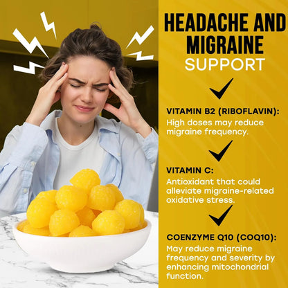 Gomitas De Riboflavina 100 Mg Sabor Piña Alivio Migraña Adultos Niños