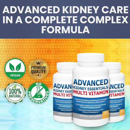 Multivitamínico Esencial Para Riñones 90 Cápsulas Apoyo Renal Completo