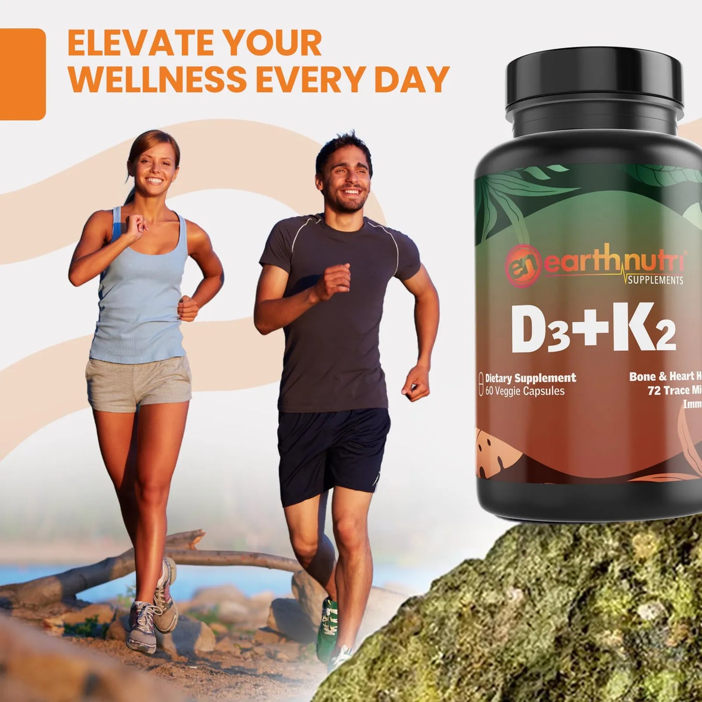 Capsulas Vegetales D3 K2 60 Unidades Para Salud Osea Y Cardiaca Con Vitamina D3 Y MenaQ7