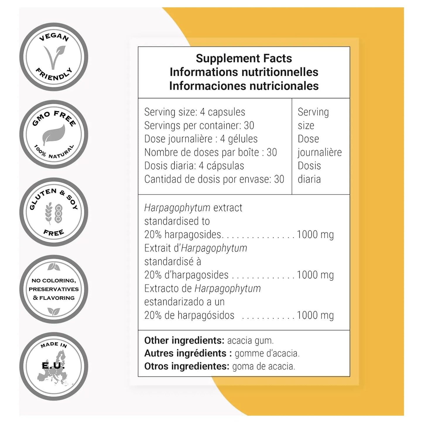 Harpagophytum 1000Mg Alta Resistencia 120 Capsulas Herbales Supersmart