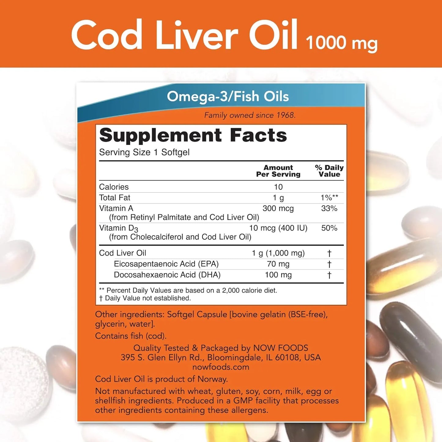 Aceite De Hígado De Bacalao 1000 Mg 90 Geles Blandos Now Foods