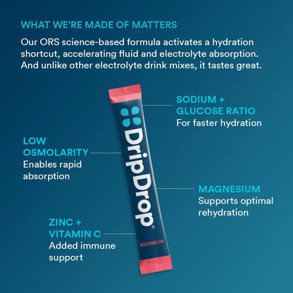DripDrop ORS Polvo De Electrolitos Sabor Sandía Hidratación Rápida Y Refrescante