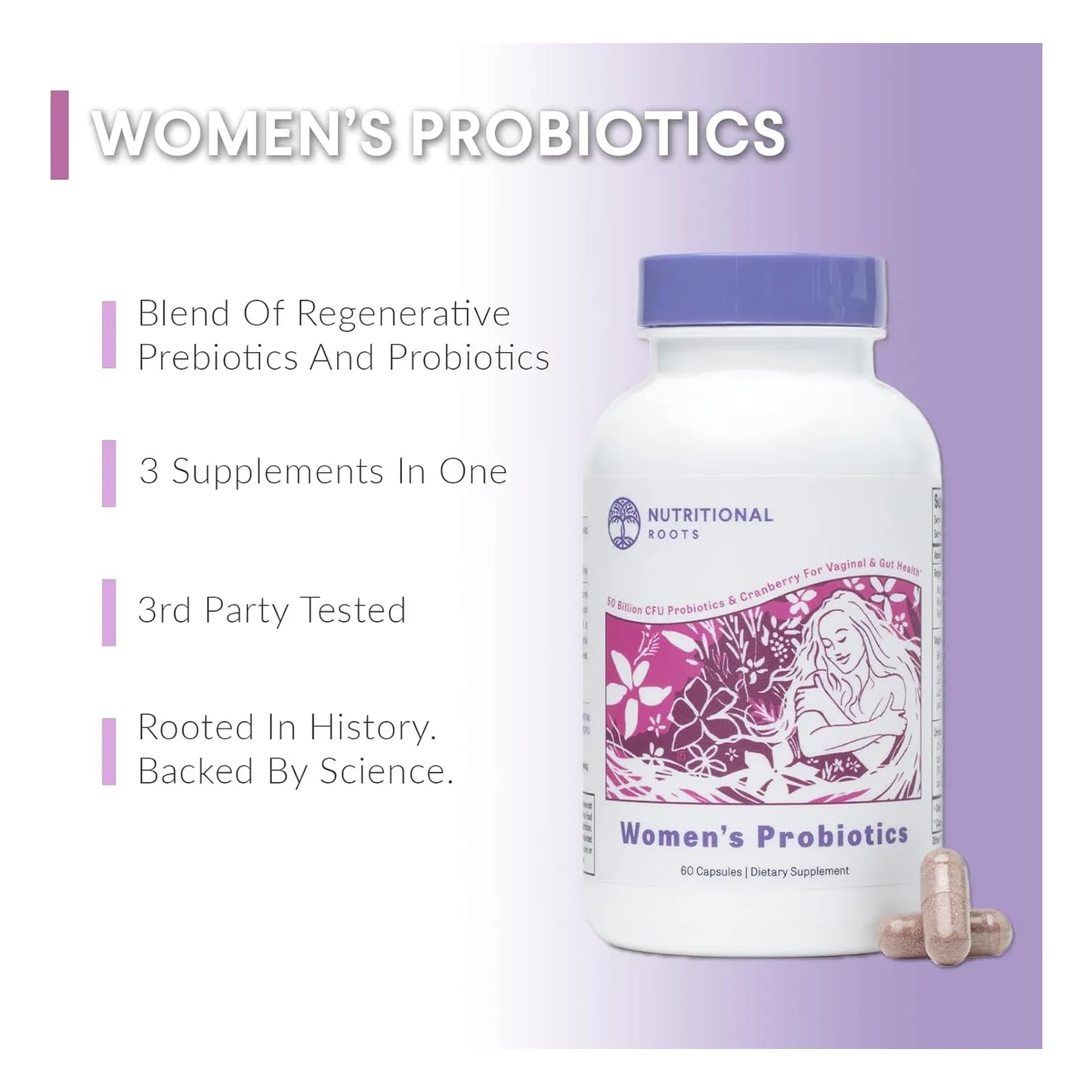 Probióticos Femeninos Salud Vaginal E Intestinal Con Extracto De Arándano 60 Porciones