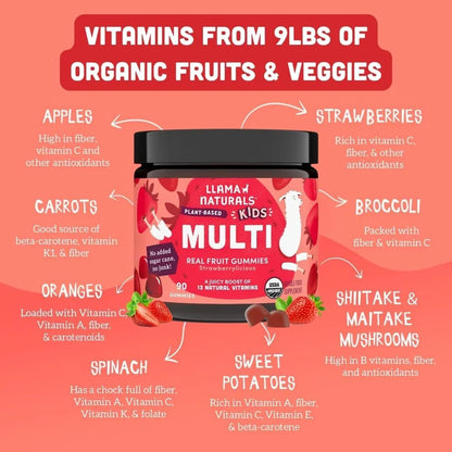 Llama Naturals Gomitas Multivitamínicas Para Niños Veganas Con Fruta Real
