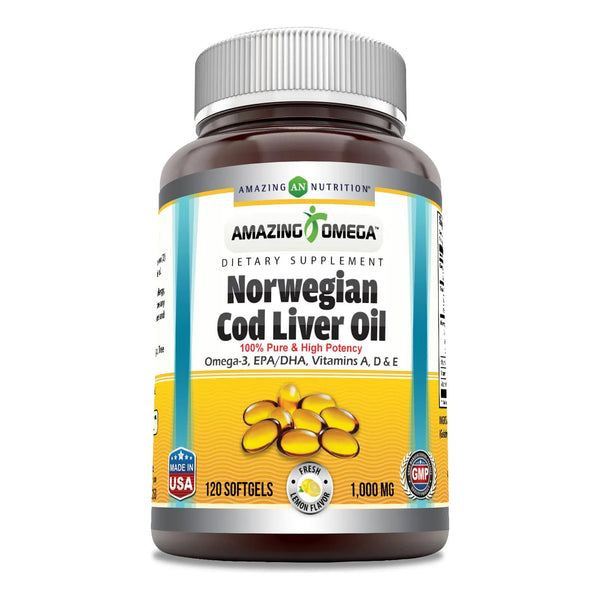 Aceite Hígado Bacalao Noruego 1000 Mg Omega3 Epa Dha Vitaminas A D E 120 Caps