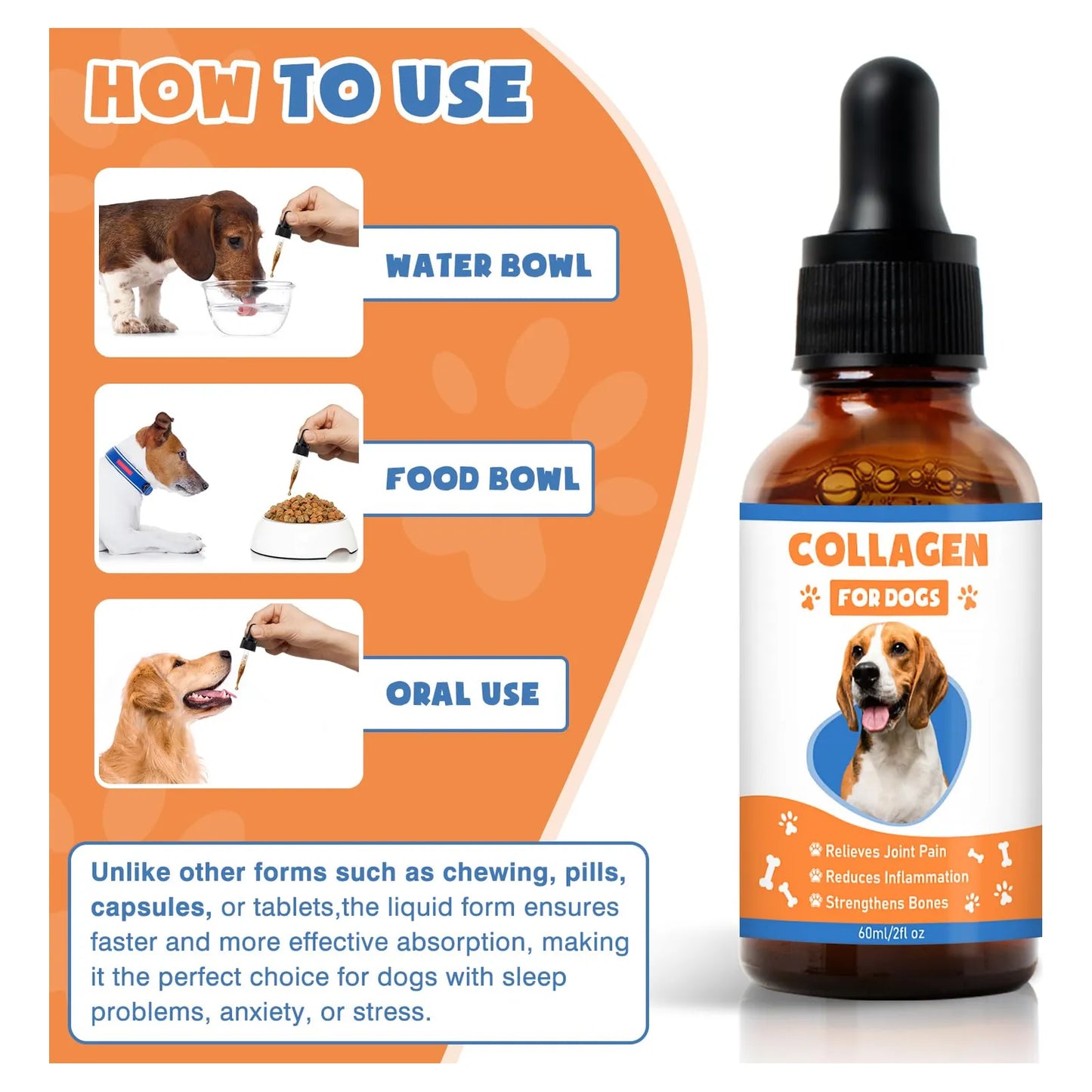 Colágeno Líquido Para Perros Mejora Articulaciones Y Piel 2 Pack