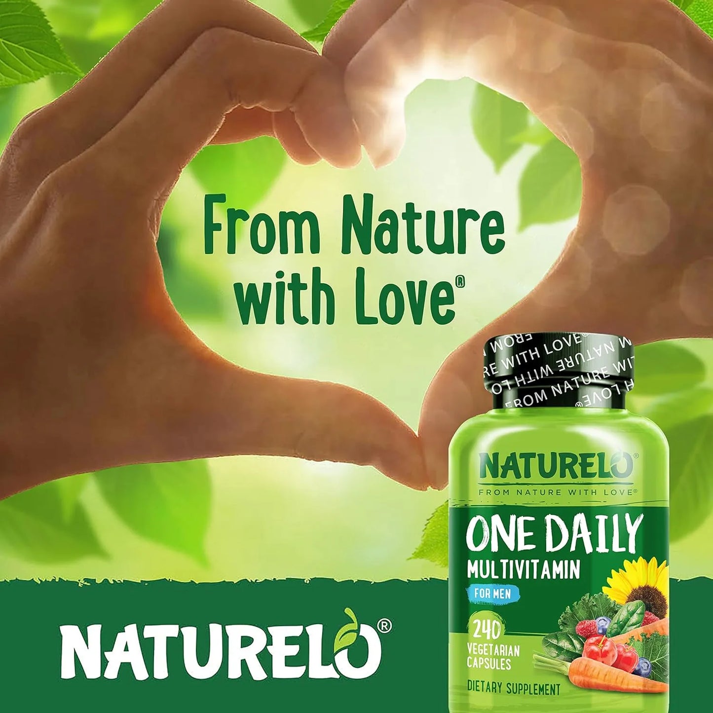 Multivitaminas Diarias Para Hombre NATURELO Con Vitaminas Minerales 240 Cápsulas