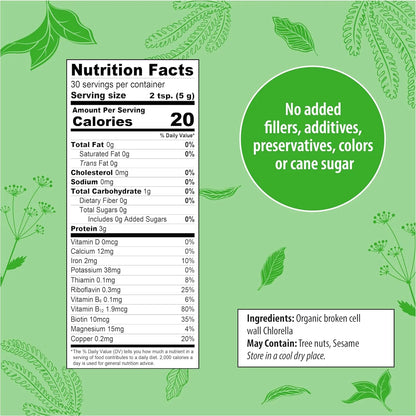 Polvo Orgánico De Chlorella Superalimento 150 Gramos 30 Porciones Organic Traditions