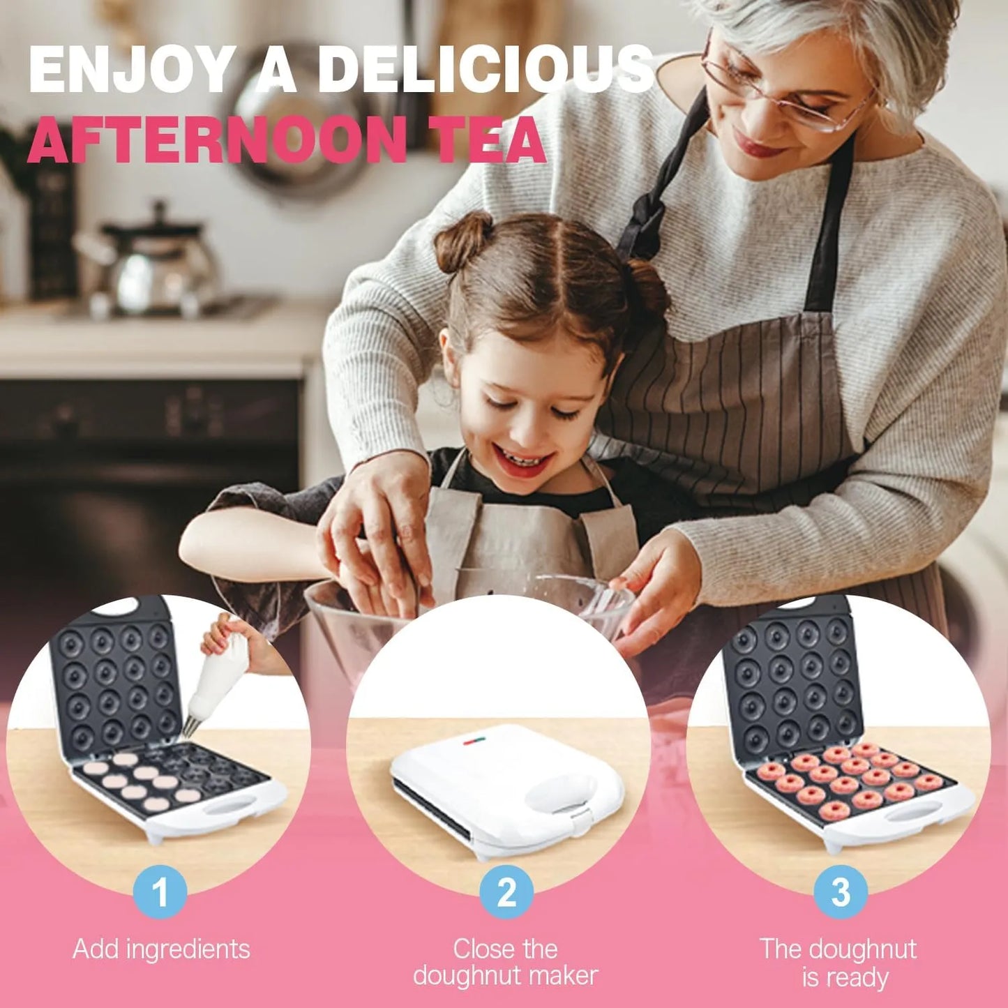 Máquina Mini Donuts DSP 1400W Antiadherente Para 16 Unidades Kit Completo Incluido