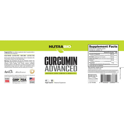 Curcumin Advanced 60 Cápsulas Vegetarianas Suplemento Para Articulaciones