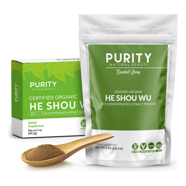 He Shou Wu Organico Concentrado 30 1 Extracto De Foti 5 Onzas Con Cuchara De Bambu