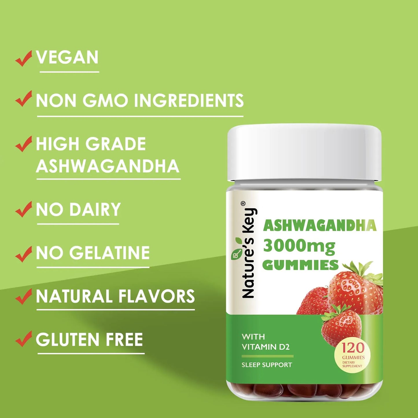 Gomitas Ashwagandha Con Vitamina D2 Para Estrés Y Estado De Ánimo Natures Key 120 Unidades