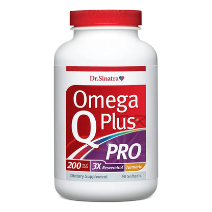 Omega Q Plus PRO 90 Cápsulas Soporte Cardíaco Con 200 Mg Coq10 Y Resveratrol
