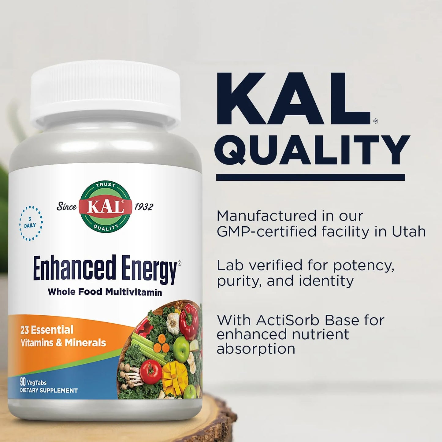 Energía Mejorada Kal 90 Cápsulas Naturales Con Luteína Y ActiSorb