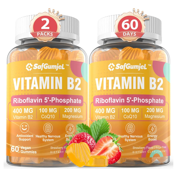 Gomitas B2 Bioactivas 400 Mg Riboflavina Con Magnesio Y Coq10 Energia Y Piel Sana