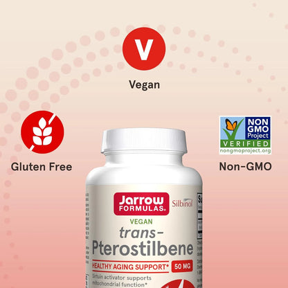 Pterostilbeno 50 Mg Jarrow Formulas Antioxidante Salud Cardiovascular 60 Capsulas