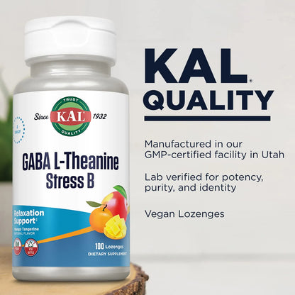 Pastillas GABA L Teanina Stress B Suplemento Vitamínico Relajación Natural Sabor Mandarina Vegano 50 Unidades