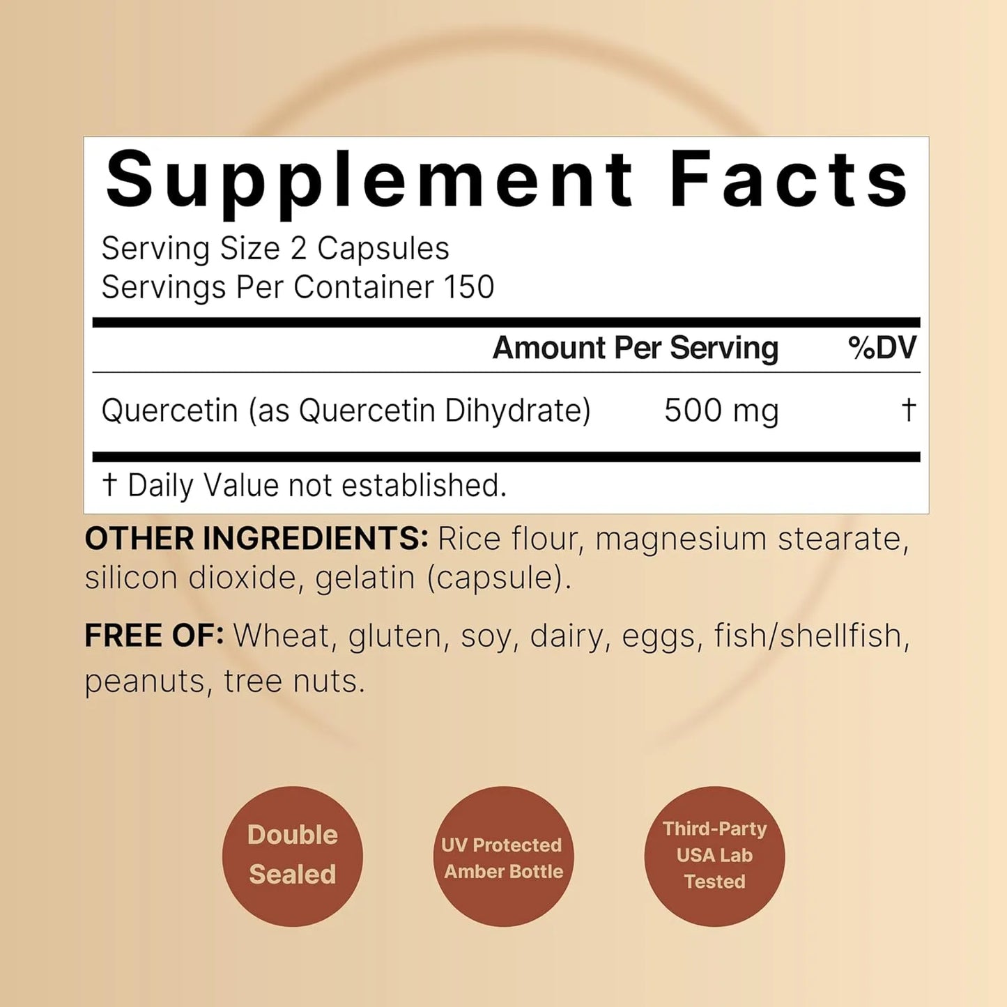 Quercetina 500 Mg 300 Capsulas Apoyo Inmunologico NatureBell