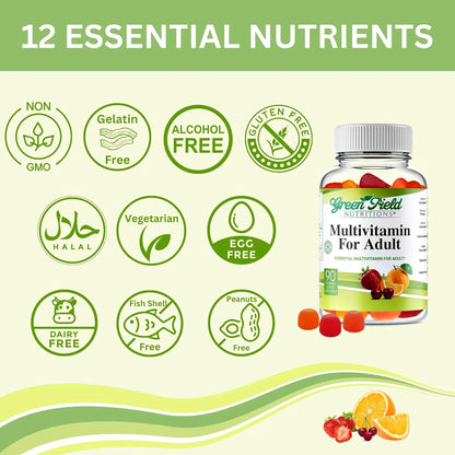 Multivitaminas Halal Gomitas Adultos 90 Unidades Greenfield Nutritions Energia E Inmunidad