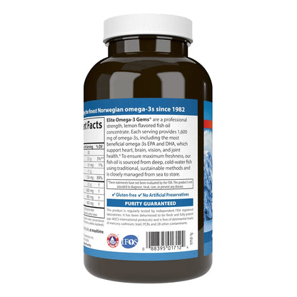Gemas Elite Omega 3 1600 Mg Soporte Corazon Cerebro Vision 180 Geles Blandos