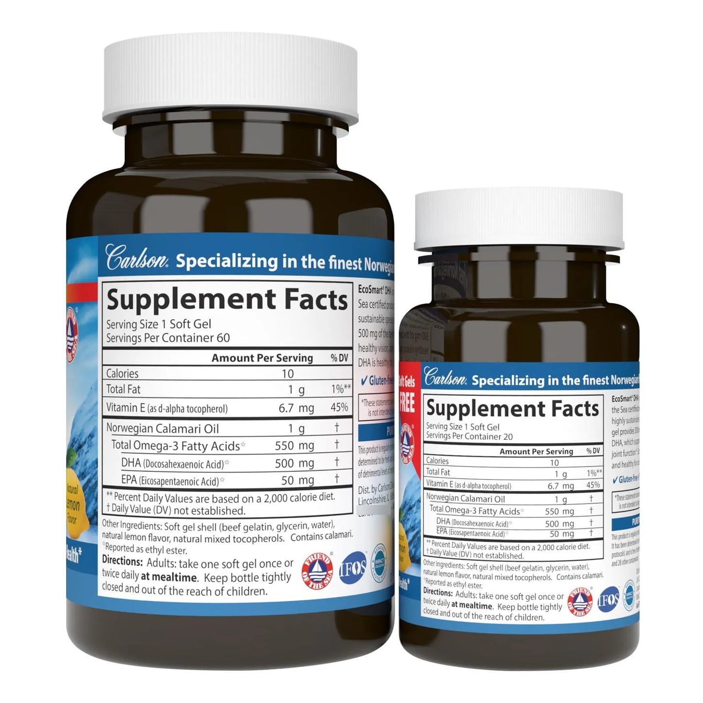 EcoSmart DHA 500 Mg Capsulas Blandas Sabor Limon Para Vision Y Cerebro