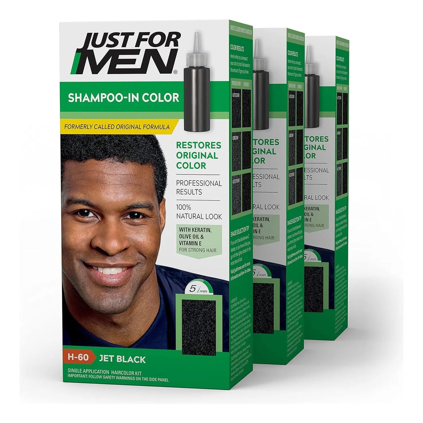 Tintura H-25 Para Cabello Hombres Marrón Ceniza Fórmula Original Paquete De 3