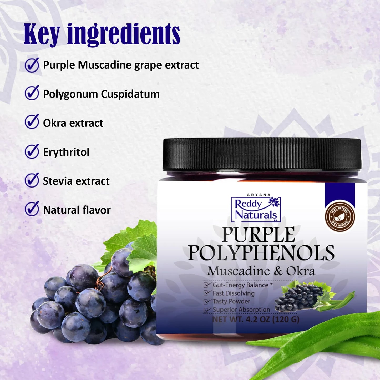 Suplemento De Polifenoles Morados Antioxidante Con Extracto De Uva Muscadina